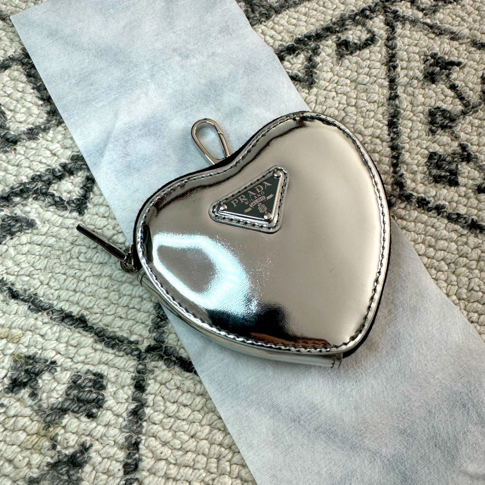Prada Mini Heart Pouch 🩶